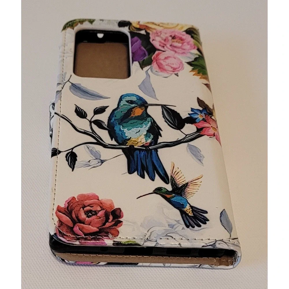 Hummingbird Floral Folio Wallet Phone Case Samsung Note 20 Ultra 5G Cream